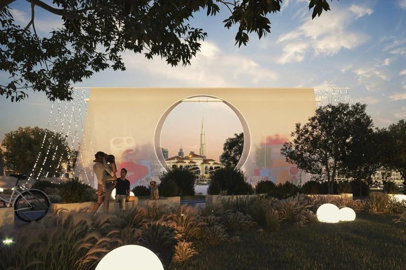 Al Wasl Nursery · UAE — families walking past the tent through the garden